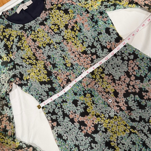 LOFT Spring Floral Button Front Dress in Pastels & Grey 00P - Picture 12 of 16